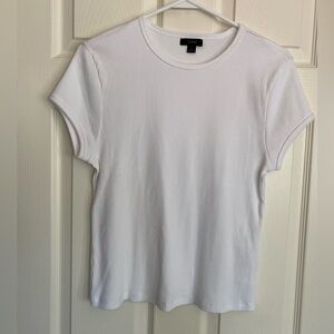J. Crew White Fitted Cap Sleeve T-Shirt